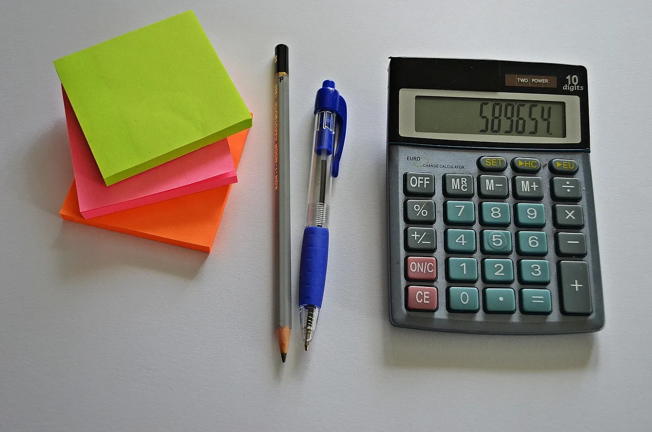 office, business, work desk, calculator, pen, pencil, business card, paper, sheet, white, cards, bank, banking, calculations, digit, number, money, note, bill. Trial-account tests for the schedules behind a balance sheet